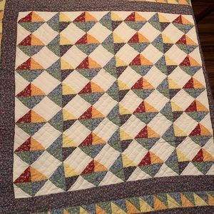 Handmade Vintage Cotton Quilt Broken Dishes Pattern Full/Queen 80X84